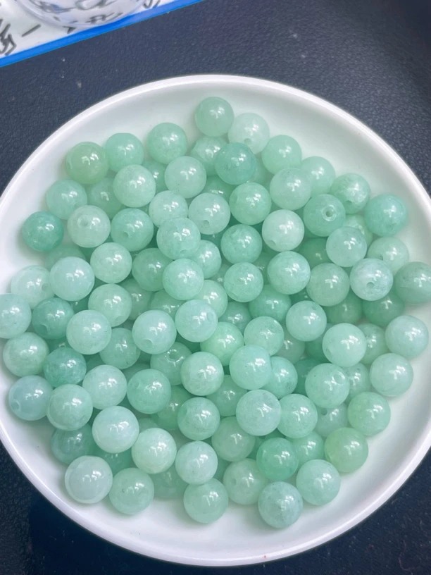 天然珠宝玉石 晴水绿Y46  8MM  50颗（赠弹力绳）