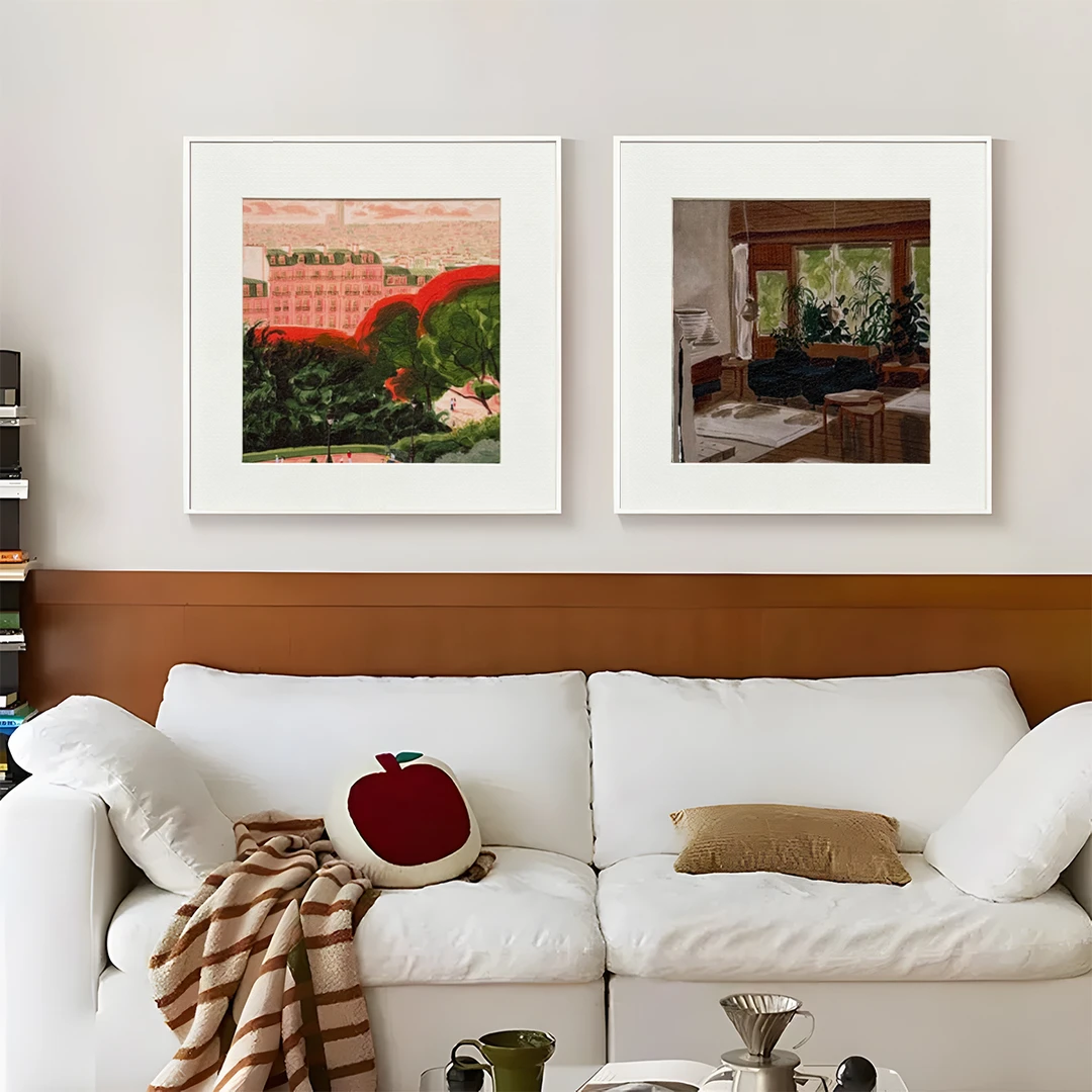 极简系风景油画复古小众客厅卧室装饰画lh098房子3030