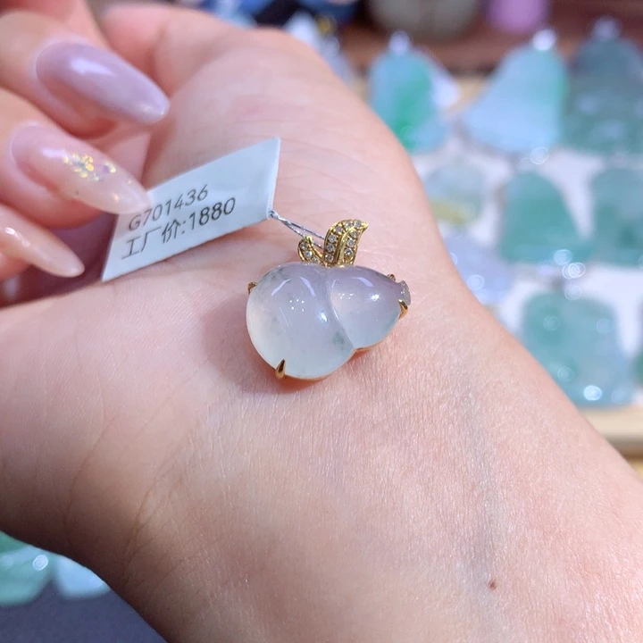 翡翠18K金镶嵌吊坠(不含链)翡翠