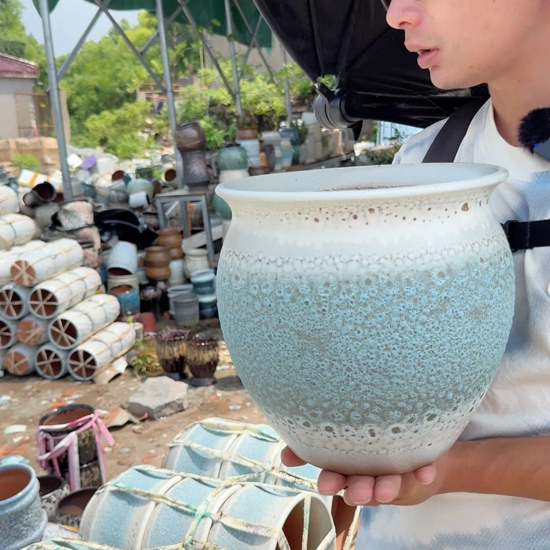 紫砂花盆瑕疵一个颜色随机口23高24