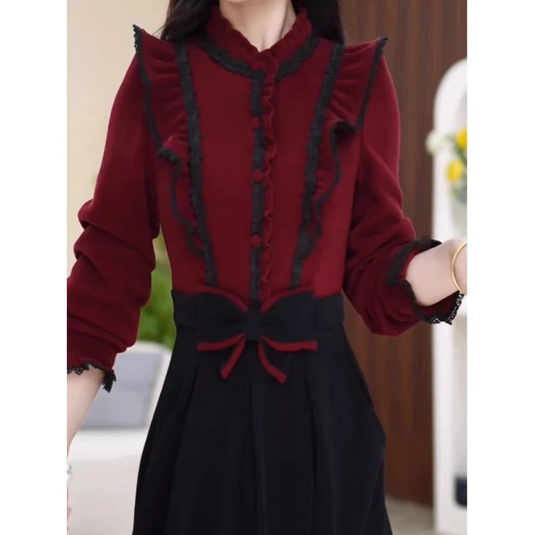 （赠送运费险）时尚连衣裙2025秋冬季新款收腰假俩件套装连衣裙5067