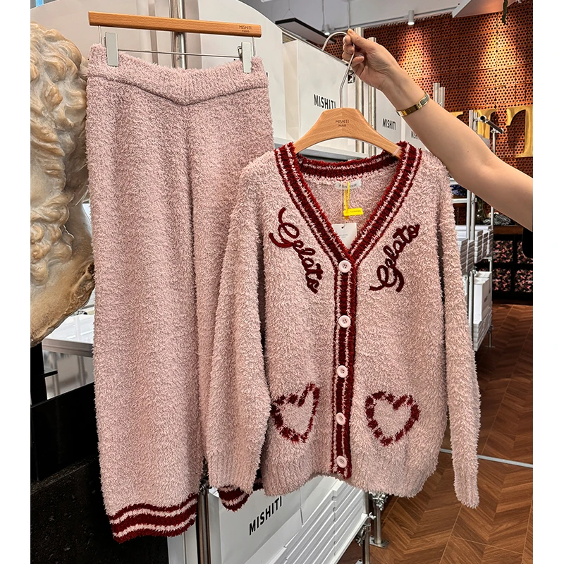 米诗缇【本命年节日爱心粉色】小众时尚设计师可外穿长袖长裤家居服