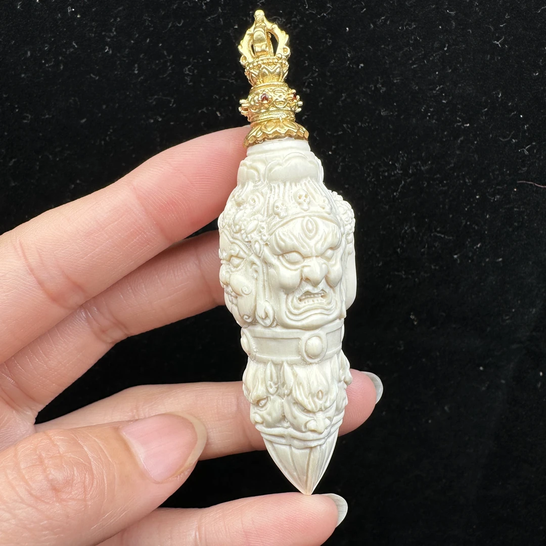 K9342天然猛犸牙雕刻金刚杵22*60mm 支持鉴定 假一罚四