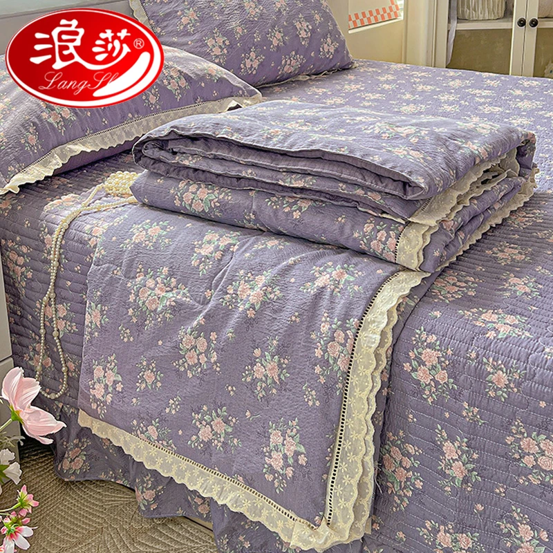 【浪莎】床裙款夏凉被四件套2025新款爆款可机洗夏季床盖空调被夏被