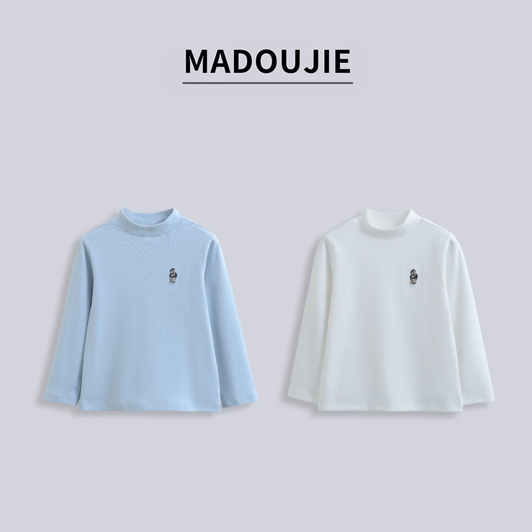 015【小熊糯糯衣】25秋冬男女童纯色插肩袖打底T恤上衣MY001