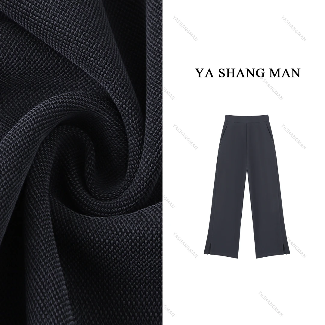 【LULU同款】2025夏季新款高腰珠地阔腿显瘦休闲裤25908