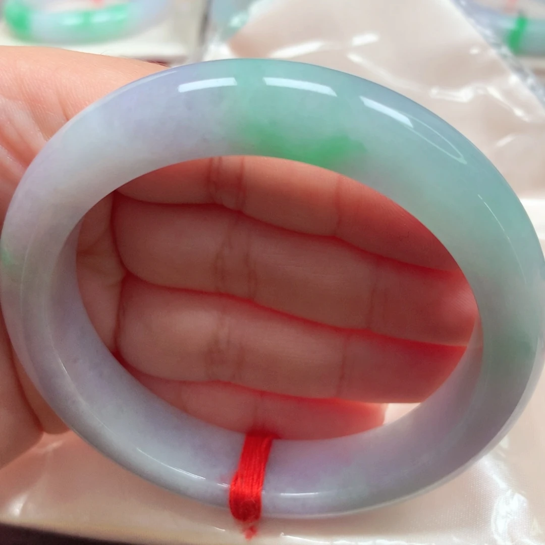 翡翠未镶嵌手镯55春彩61圈