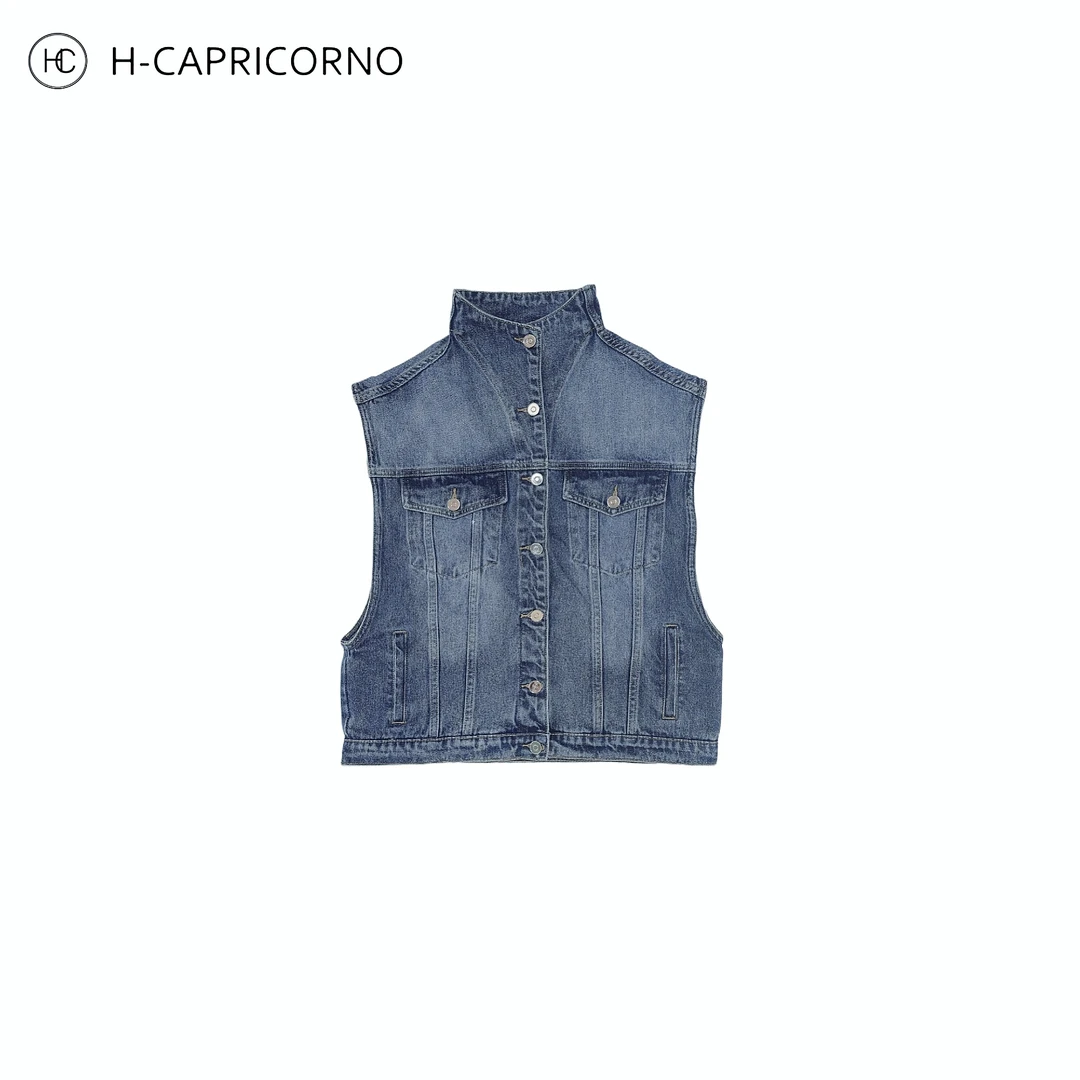 H-CAPRICORNO刚柔并进巴恩风重磅宽松牛仔马甲