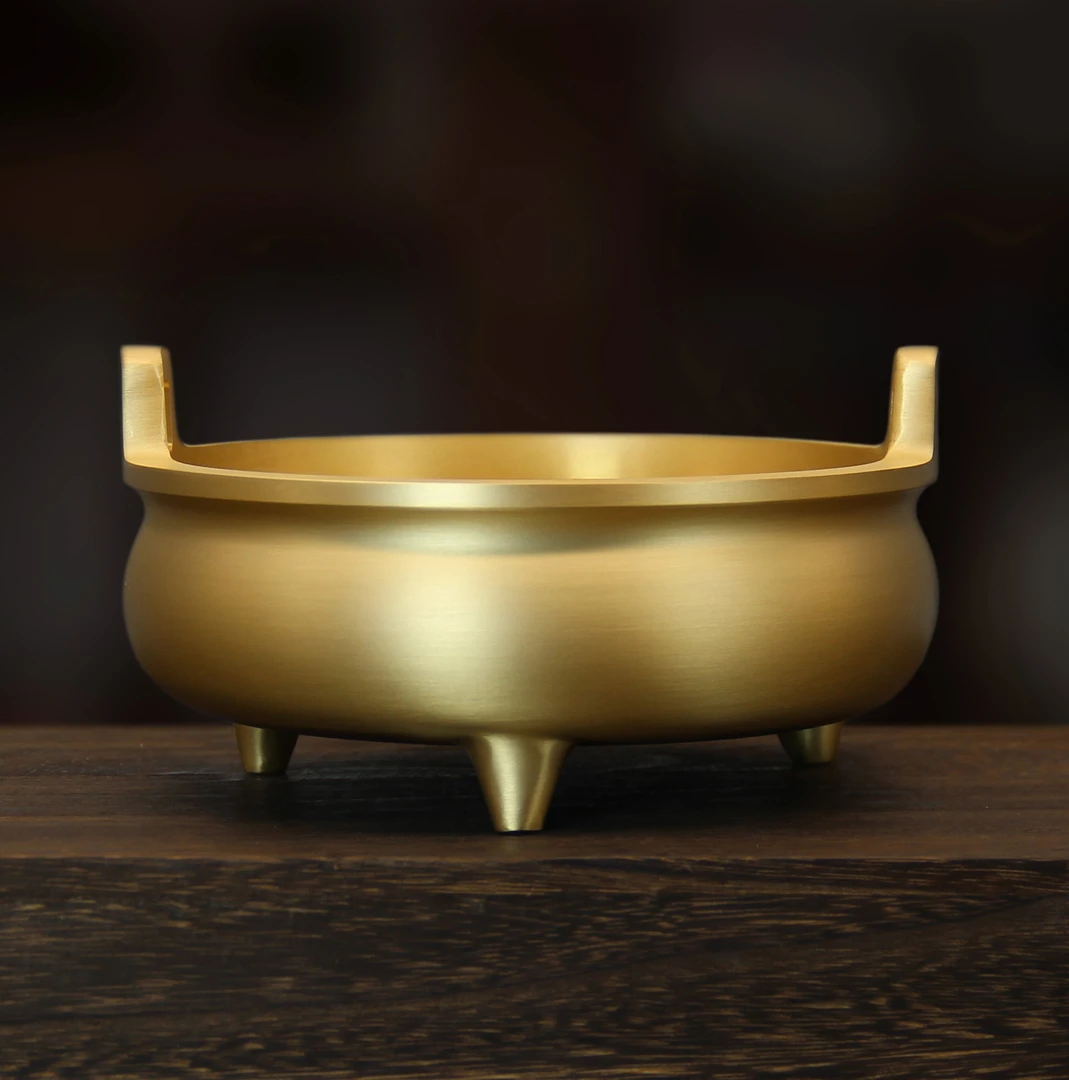 纯黄铜《直耳香炉》供奉炉熏香炉有求必应香炉家用烧香炉