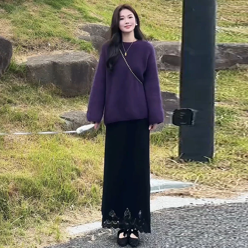 时尚套装裙女2025秋冬新款洋气显瘦软糯加厚毛衣半身裙时髦两件套