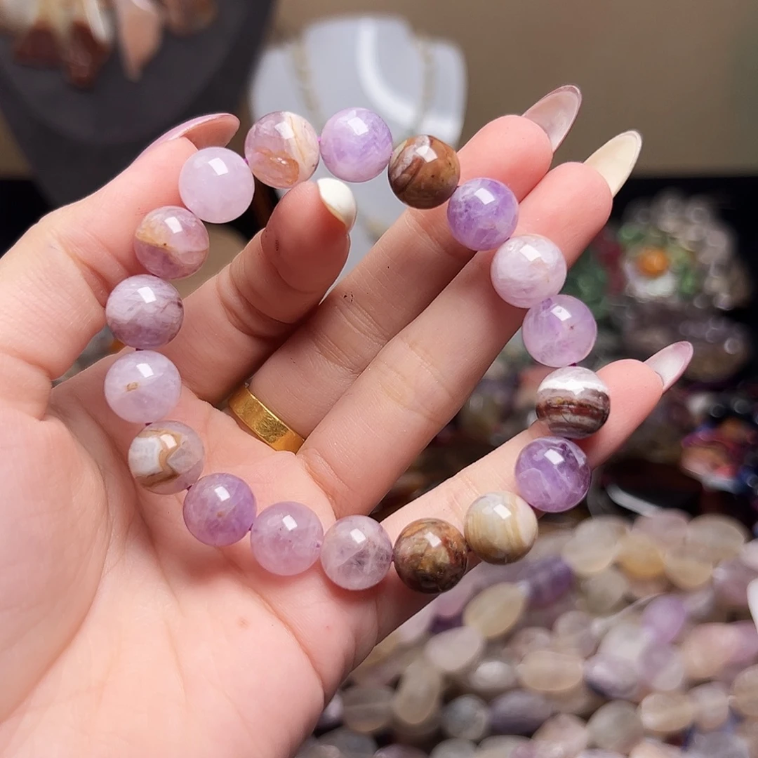 玛瑙/玉髓合金珠宝半成品j765 11.4m 极光紫水一条