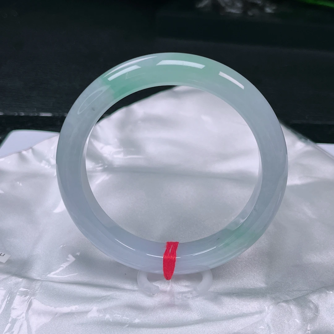 天然缅甸A货翡翠手镯57-58圈冰粉紫，尺寸：57.5-11.6-8.9女款测量