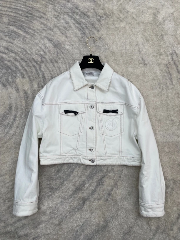 99新 MIU MIU/缪缪 36码miumiu白色纯棉牛仔外套-50267