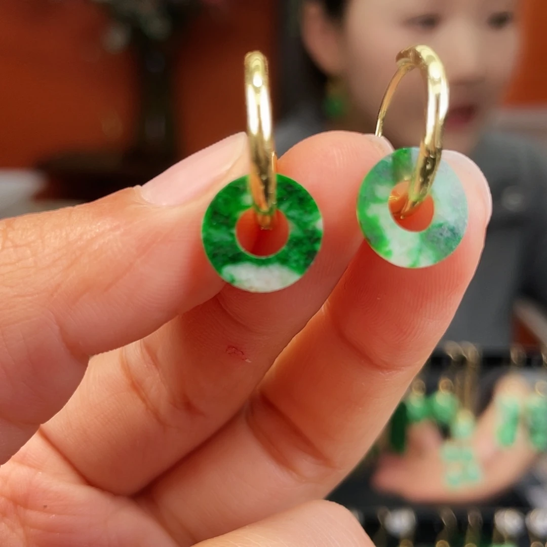 翡翠未镶嵌耳饰饰品