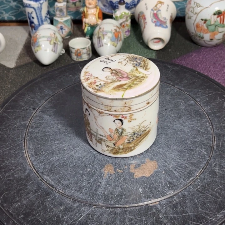 紫砂茶叶罐粉彩人物8888888888888