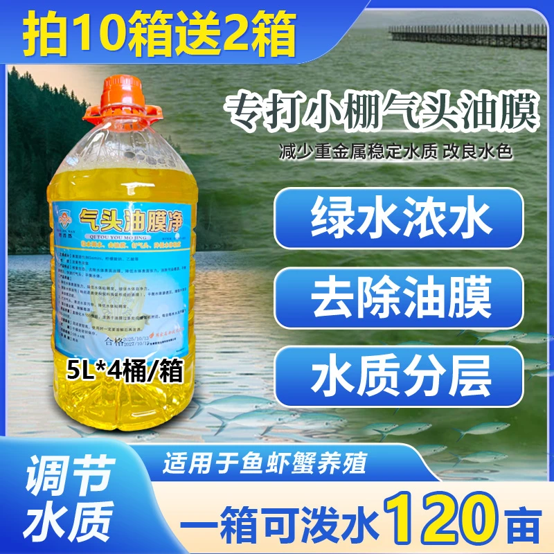 粤晋然气头油膜净表面活性剂解藻毐去油膜水产养殖鱼虾蟹调水净水