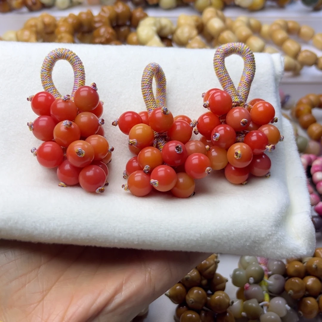 吊坠菩提根/象牙果葡萄挂件橘色12mm一串通货