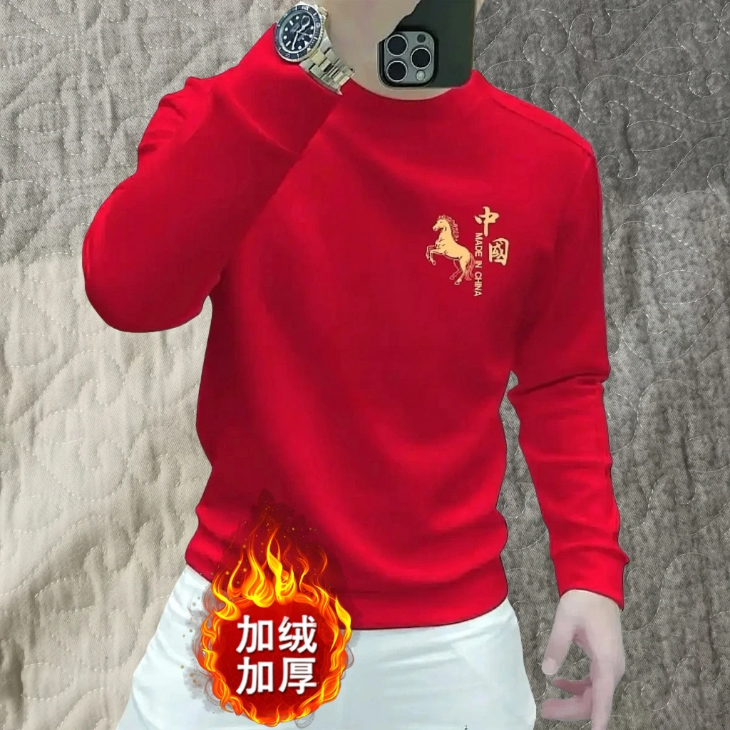 国潮圆领卫衣衫秋冬潮流长袖内搭百搭休闲套头禅意卫衣外套上衣