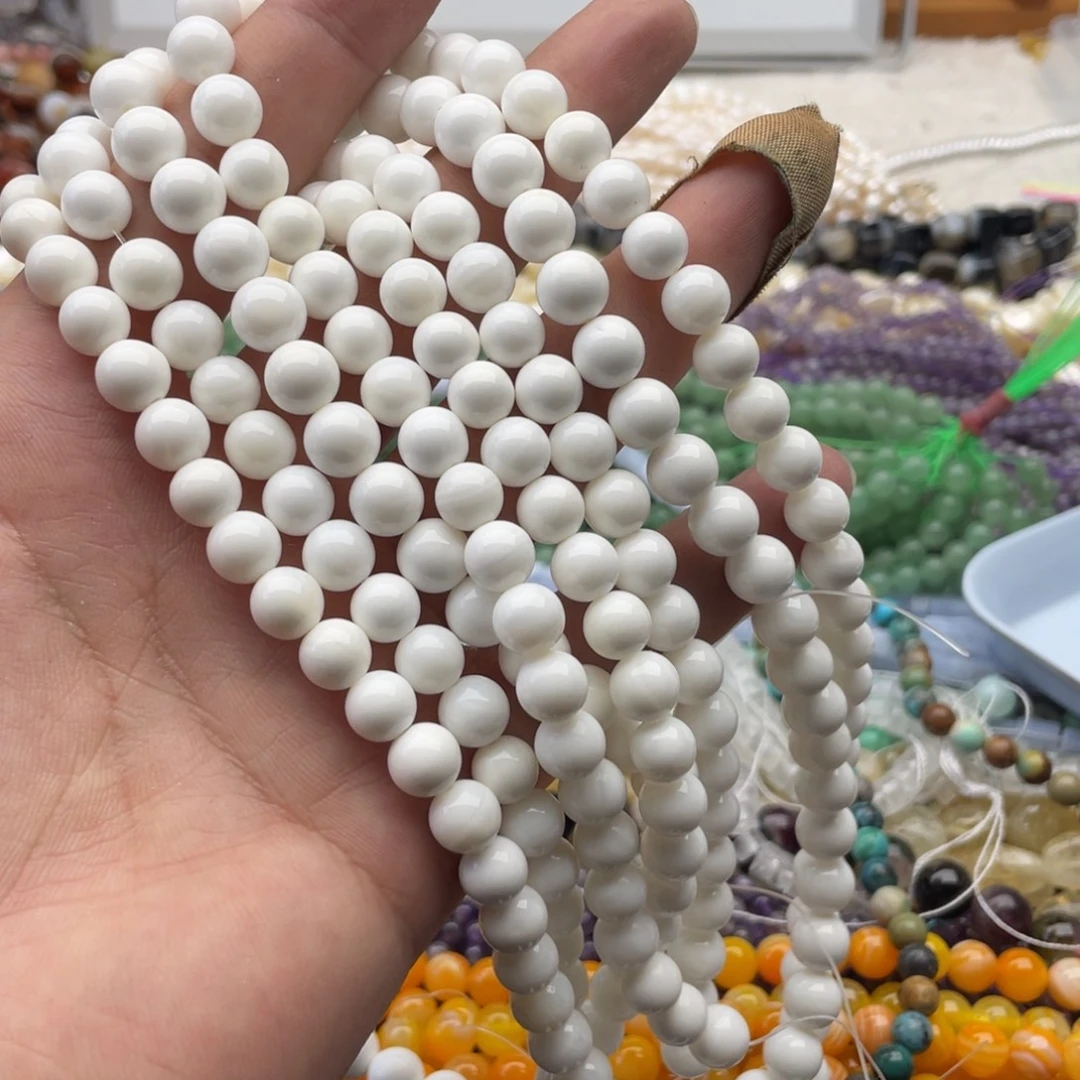 未镶嵌玛瑙/玉髓珠宝半成品一条装卡8mm高瓷车车圆珠