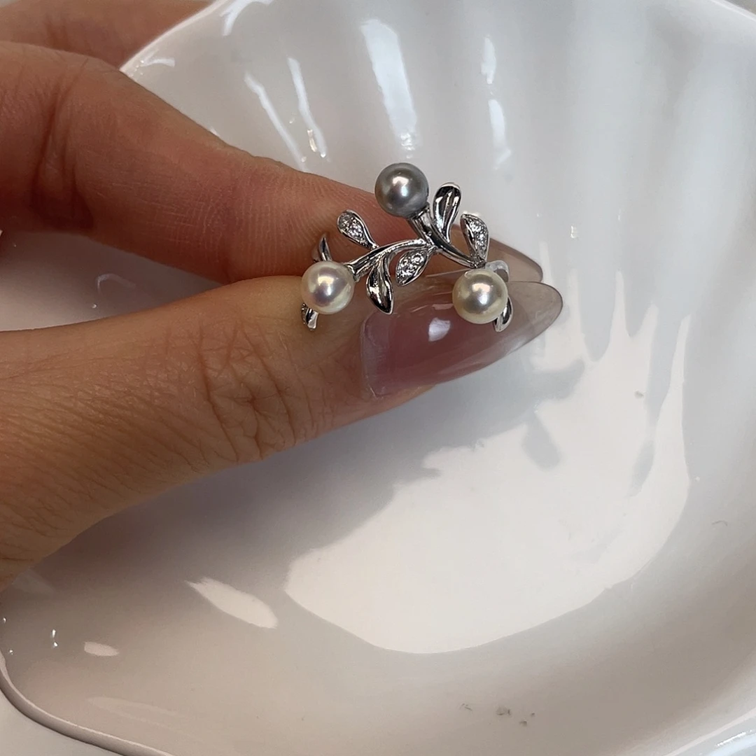 戒指海水珍珠银S925镶嵌