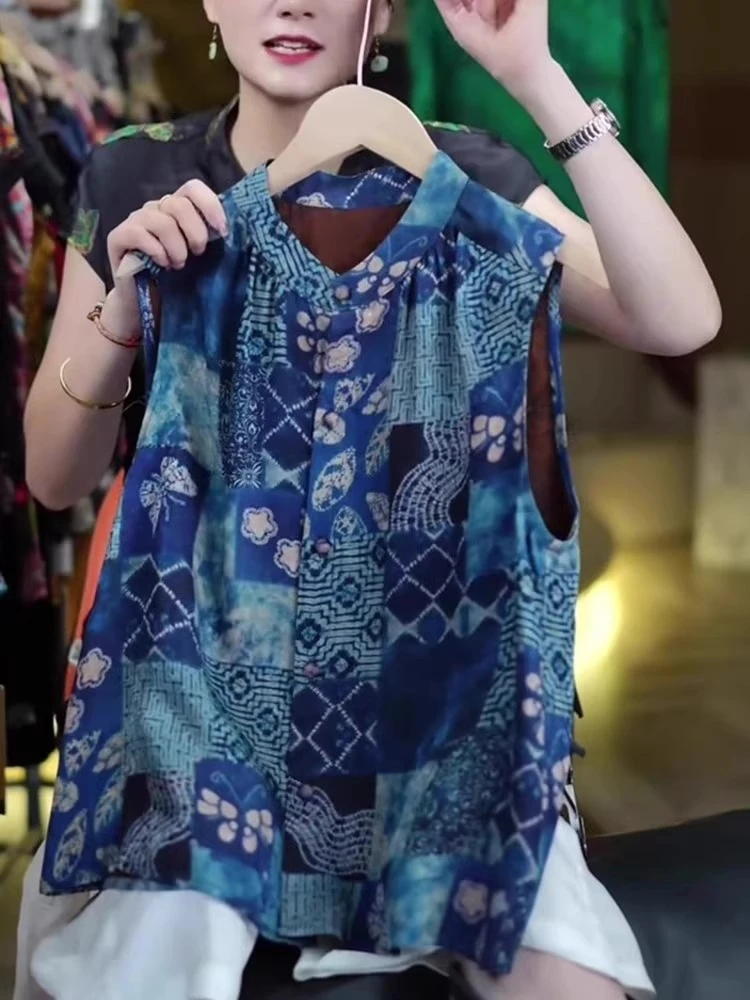 时尚轻奢超好看时髦无袖衬衫女夏2025新款老钱风洋气显瘦背心上衣