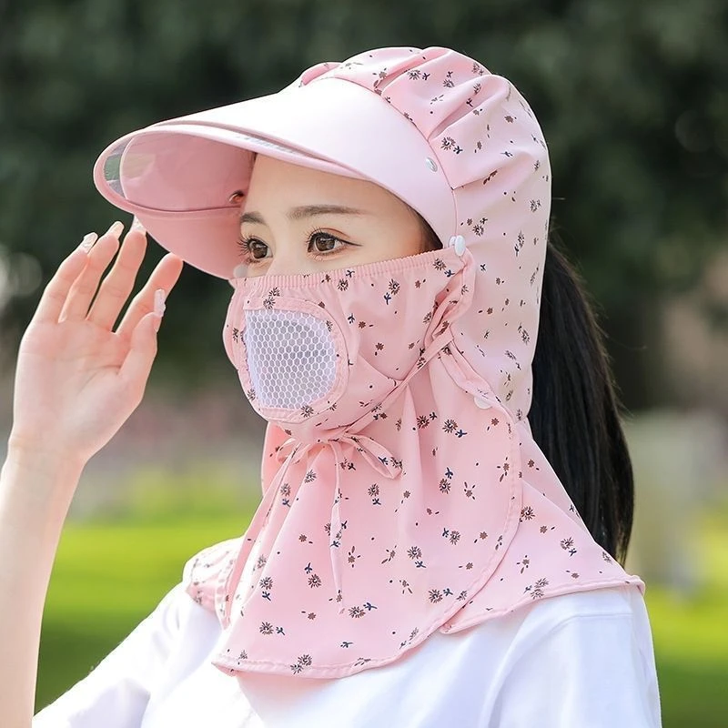 新款防风防晒女士帽子工地遮阳帽骑行太阳帽干农田防晒帽女士帽子