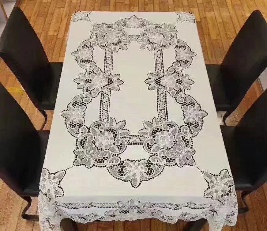 亚麻蕾丝轻奢刺绣镂空轻奢简约家用长方形茶几餐桌桌布盖巾