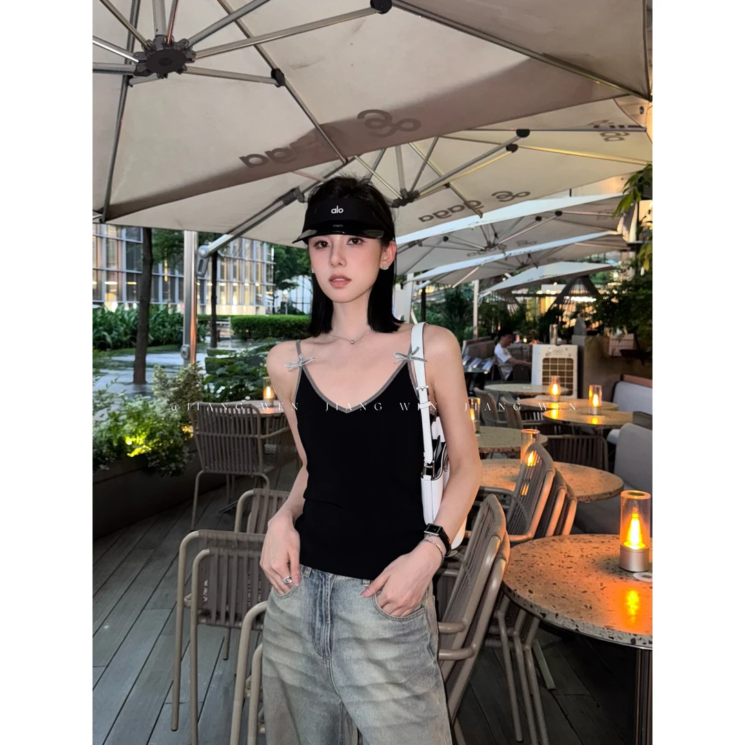 【尼斯吊带】韩风百搭蝴拼色蝴蝶结内穿外搭吊带背心