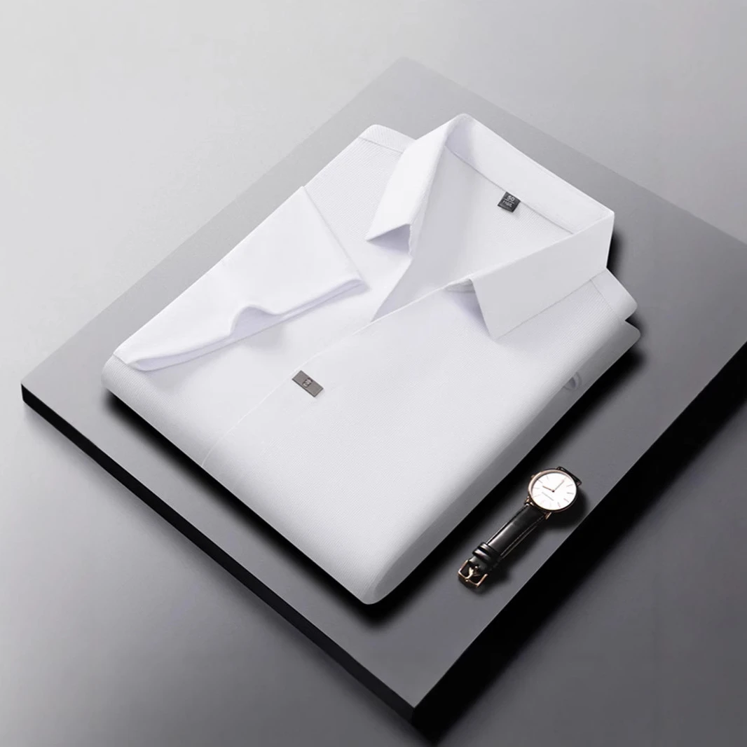 AEMAPE薄款剪刀领polo衫抗皱免烫半袖条纹t恤上衣