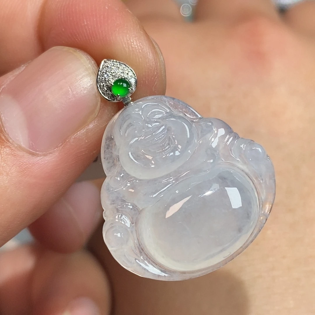 翡翠颈饰18K金镶嵌佛公