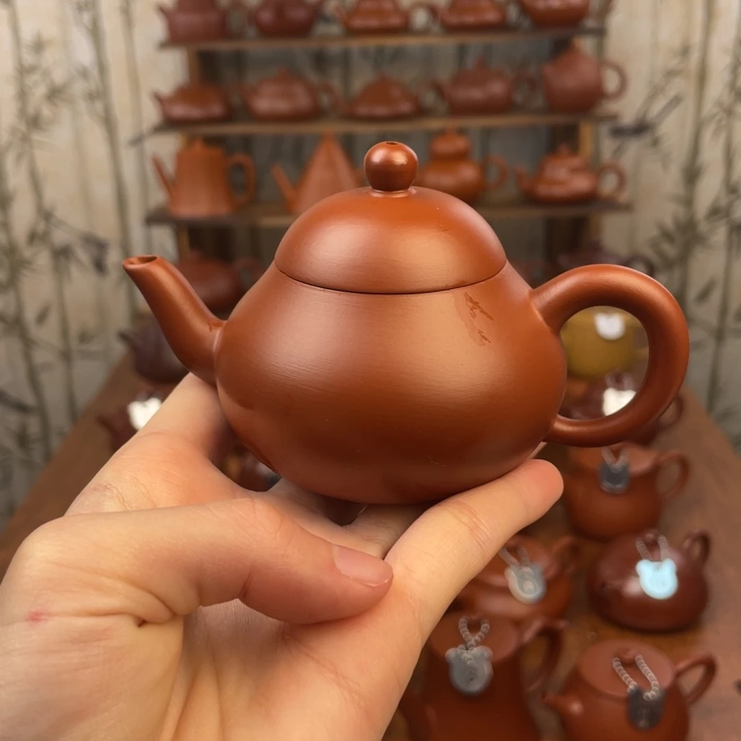 紫砂茶壶潮州原矿朱泥矮梨壶110c