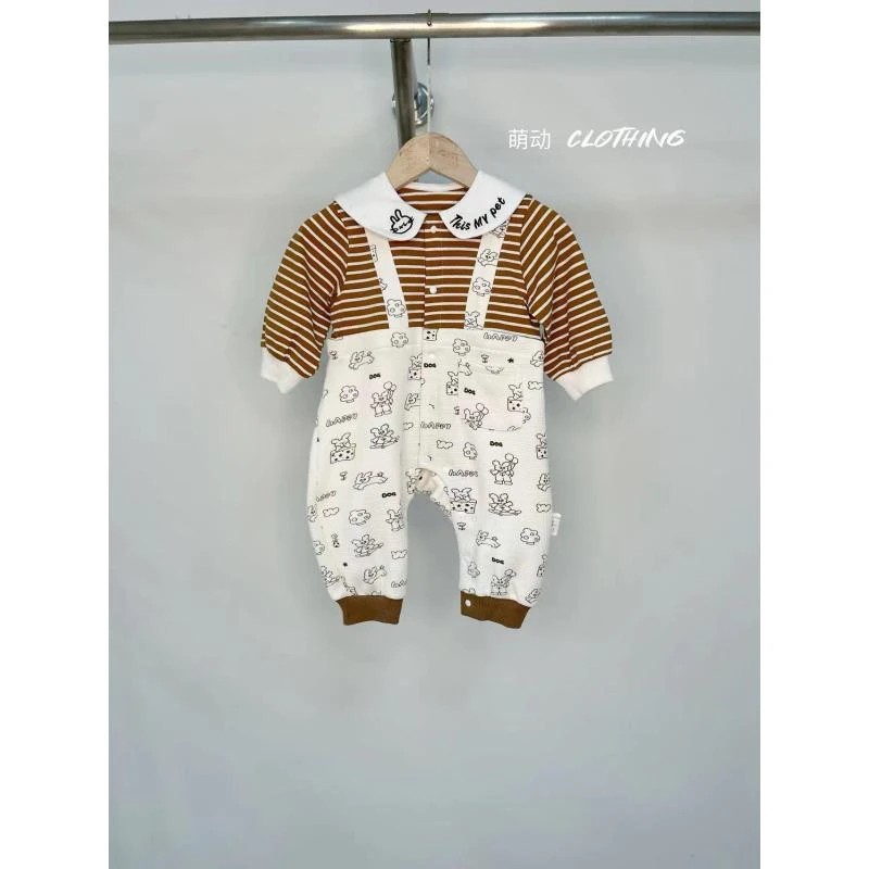 长耳兔背带假两件哈衣5213