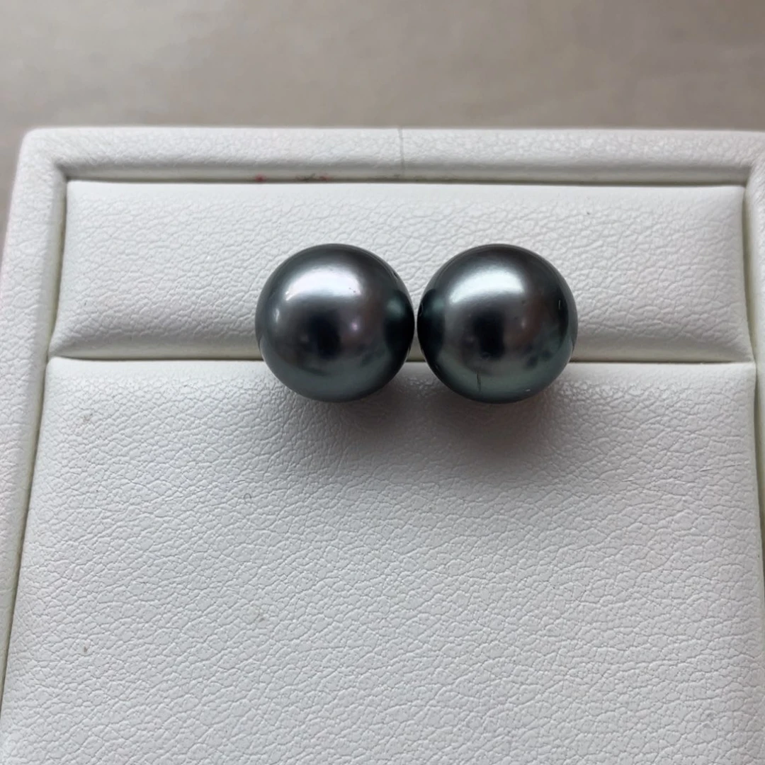 海水珍珠18K金镶嵌耳饰11-12mm