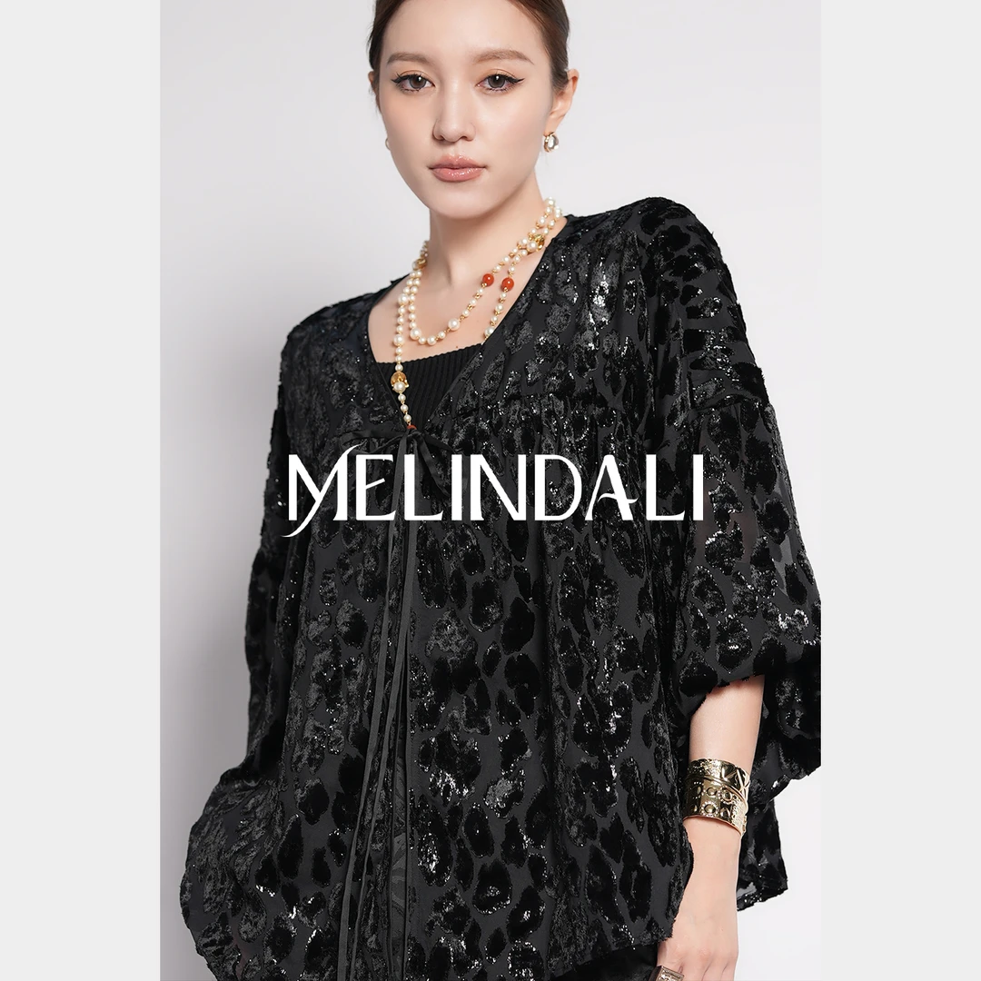 Melinda Li【东方雅豹】私服重磅剪花系带灯笼袖薄款长袖衬衫外套
