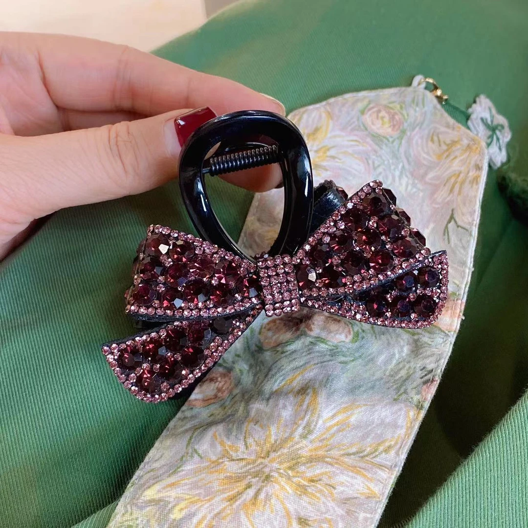 M1611新款玫红紫蝴蝶结中号8厘米抓夹2025过年款