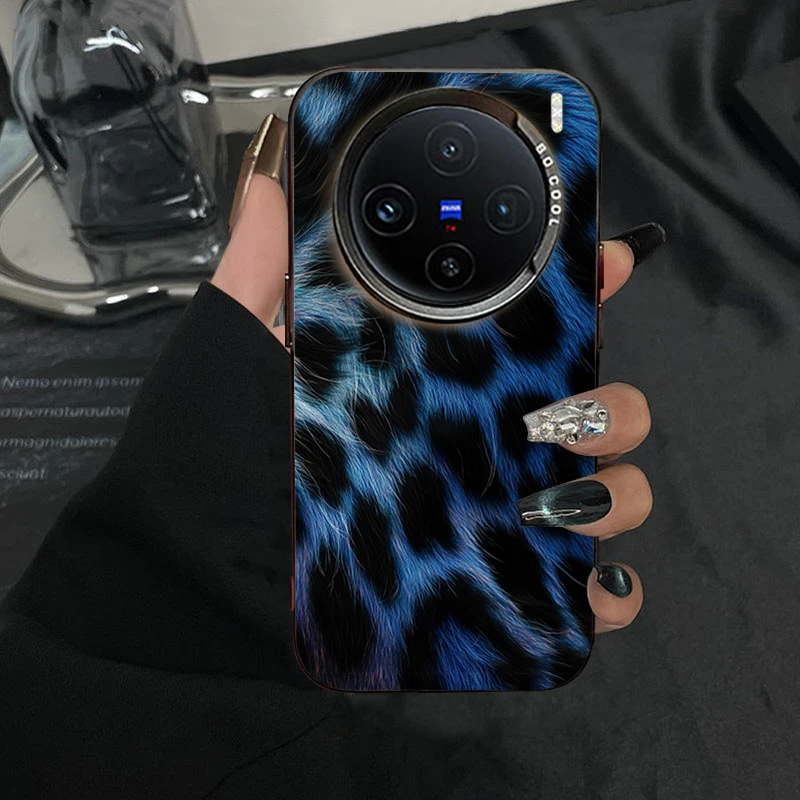 蓝色黑色豹纹适用vivox200Ultra手机壳创意时尚X200pro小众x100女