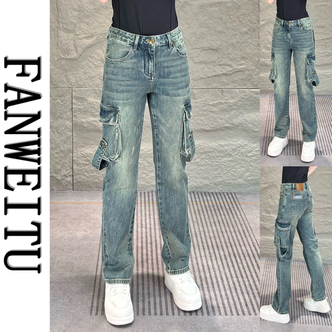 秋季新款时尚男士牛仔裤 百搭休闲显瘦美式高街设计感工装裤 3207