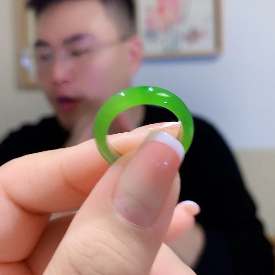 和田玉（碧玉）戒指未镶嵌圈口自己备注