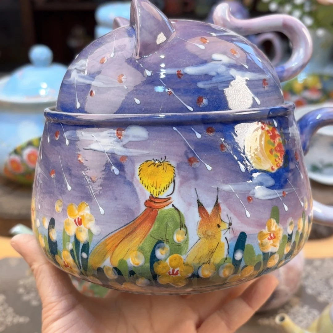 景德镇手绘高温釉下彩陶瓷茶具