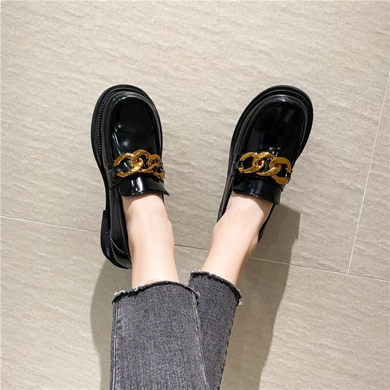 B7单鞋女2025春夏新款女鞋英伦风小皮鞋韩版百搭休闲低跟乐福鞋