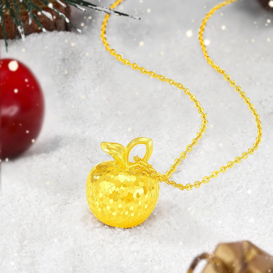 周大生经典足金苹果吊坠足金爆闪苹果吊坠岁岁平安果