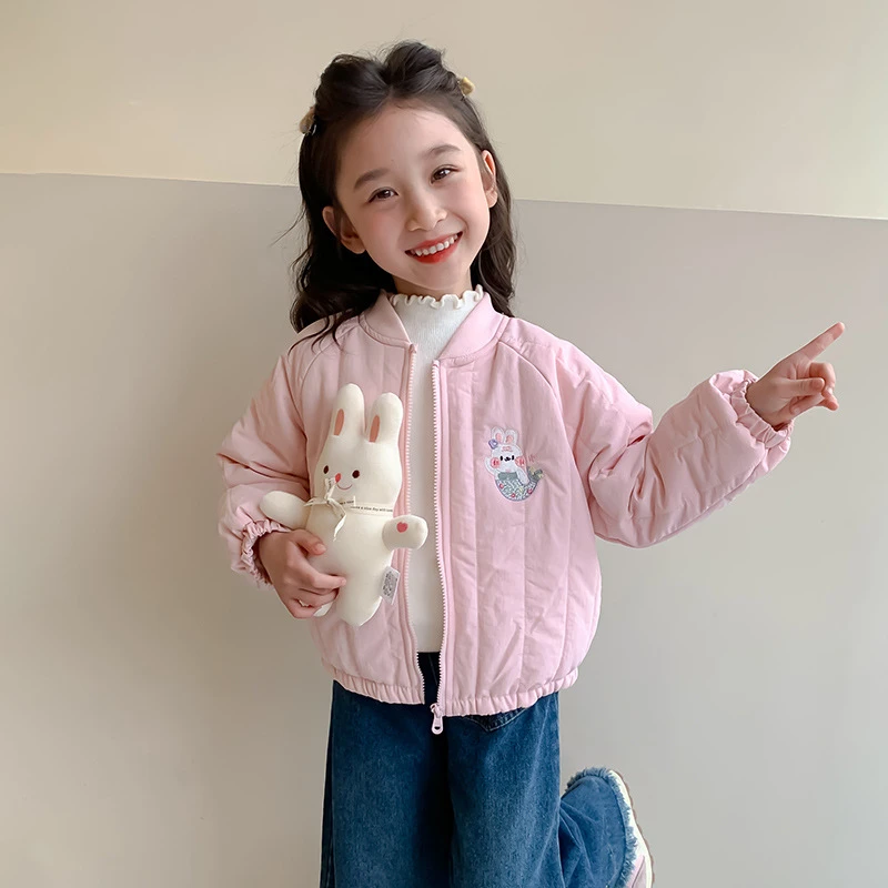 女童加绒外套秋冬季2025新款上衣洋气女宝秋冬款儿童冬装棒球服