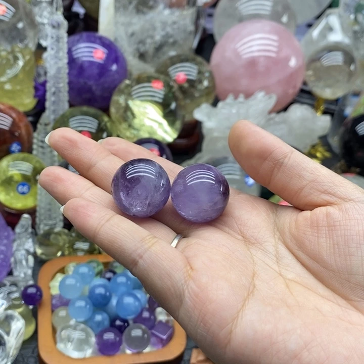 石材天然紫水晶球2颗