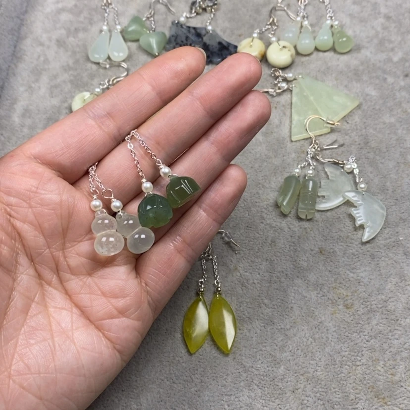 【闪购商品】蛇纹石玉挂件耳饰耳环项链未镶嵌眼****✨
