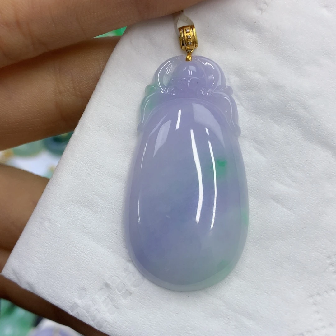 @***@翡翠18K金镶嵌颈饰