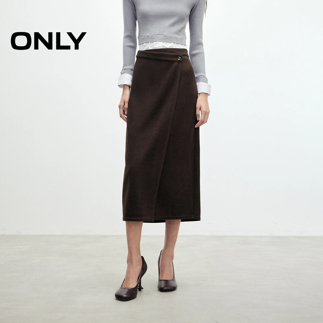 ONLY2025秋冬新款不规则斜搭腰头设计中长裙半身裙女|125316009