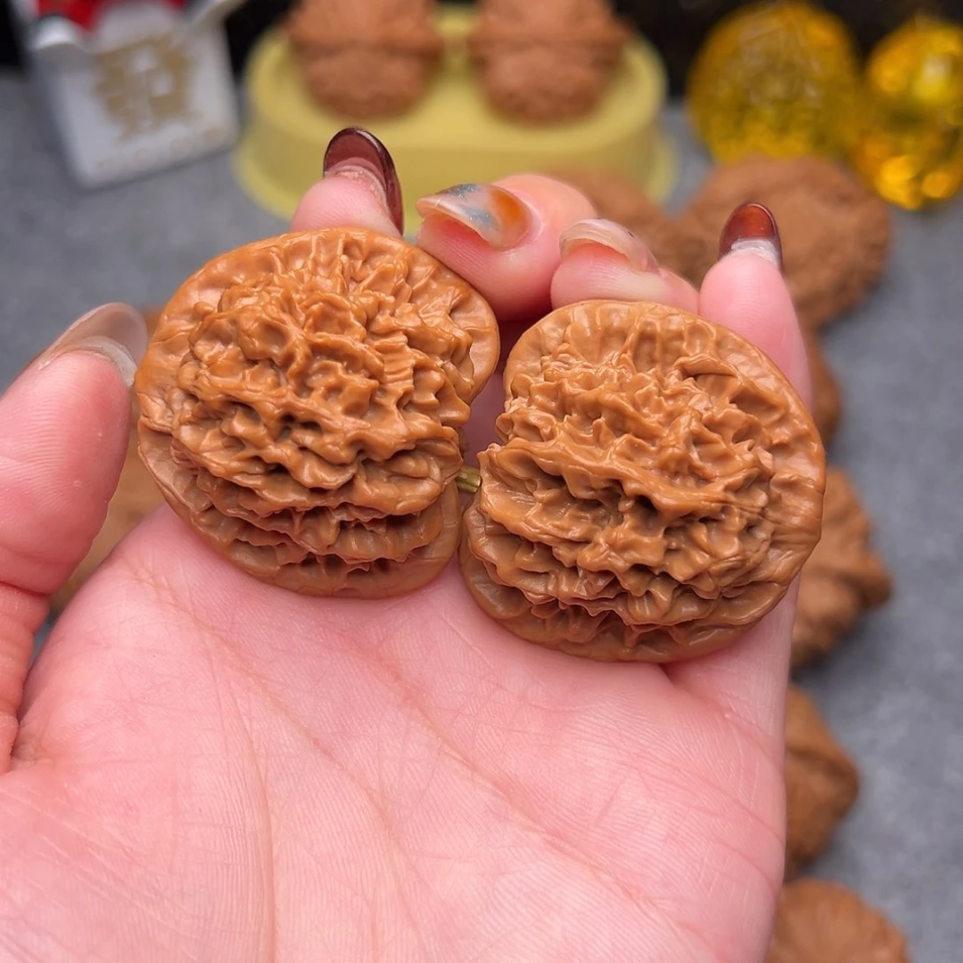 把件文玩核桃毕业精品精配奶油腊皮秦闷38全品
