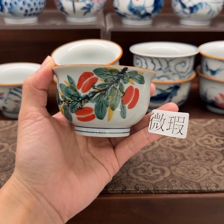 釉下手绘茶具微瑕