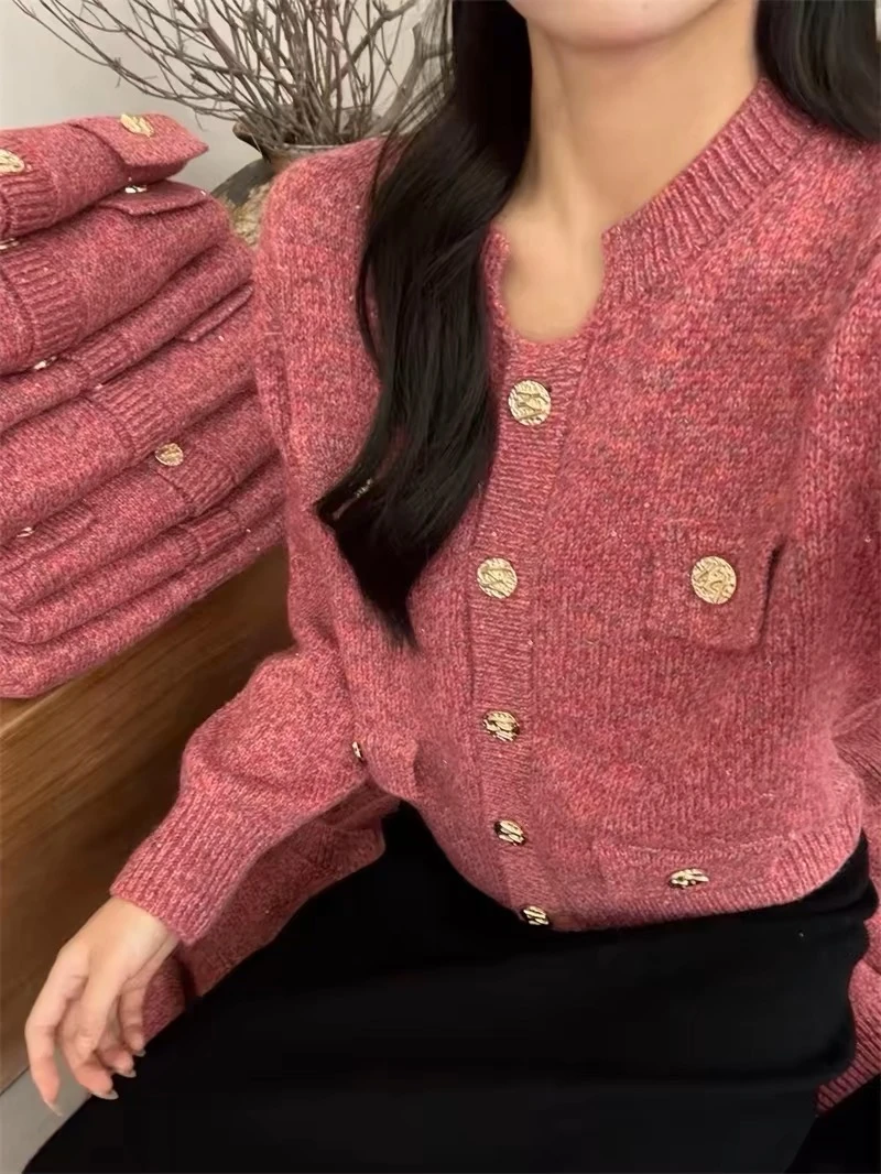 静姐 欧货圆领撞色长袖休闲两件针织衫毛衣251221