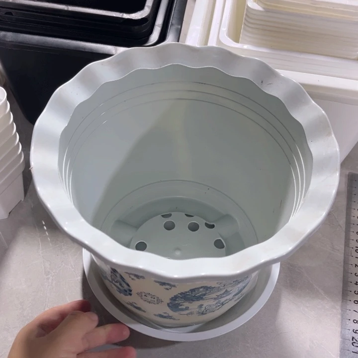 花边花开富贵口23高18一组3个带托盘